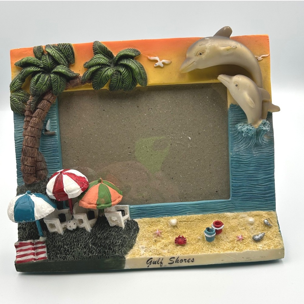 Gift Depot Gulf Shores Dolphin Beach 3D Resin Picture Frame 4x6 Souvenir Decor